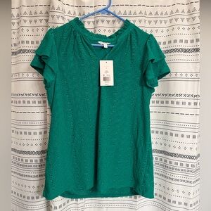 Green Eyelet Crown & Ivy Top